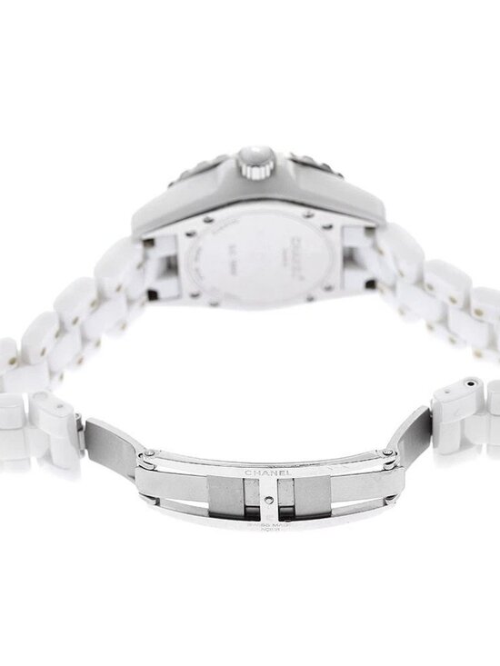 CHANEL J12 H0967 Diamond Bezel White Ceramic Date Quartz Ladies Watch_947265